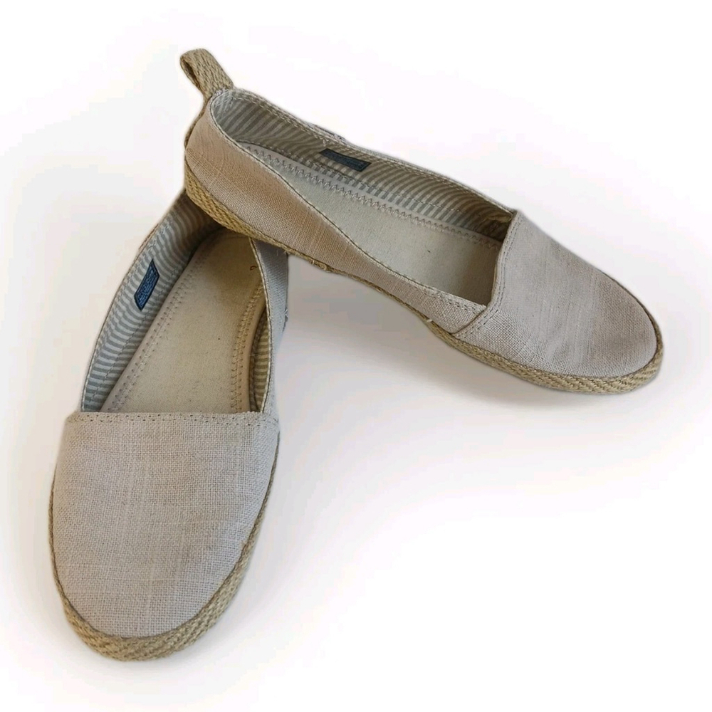 Sanuk Womens Linen Flats Size 7 Beige Beach Summer